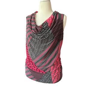 Dana Buchanan Hot Pink & Black Lined Patchwork Top Womens Size M Western Stretch